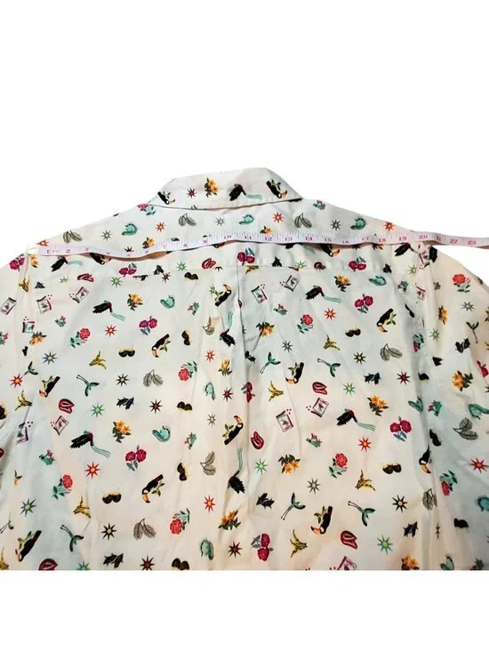 Latino Heritage Month Button-Up Shirt With Colorful Patterns Collared Neckline L - Picture 4 of 7